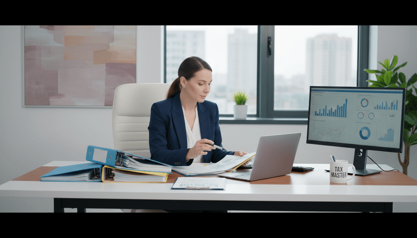 Organized financial records and documents on desk