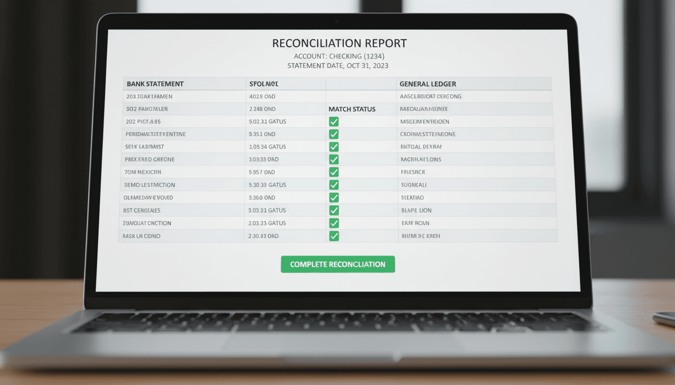 Bank reconciliation process on computer