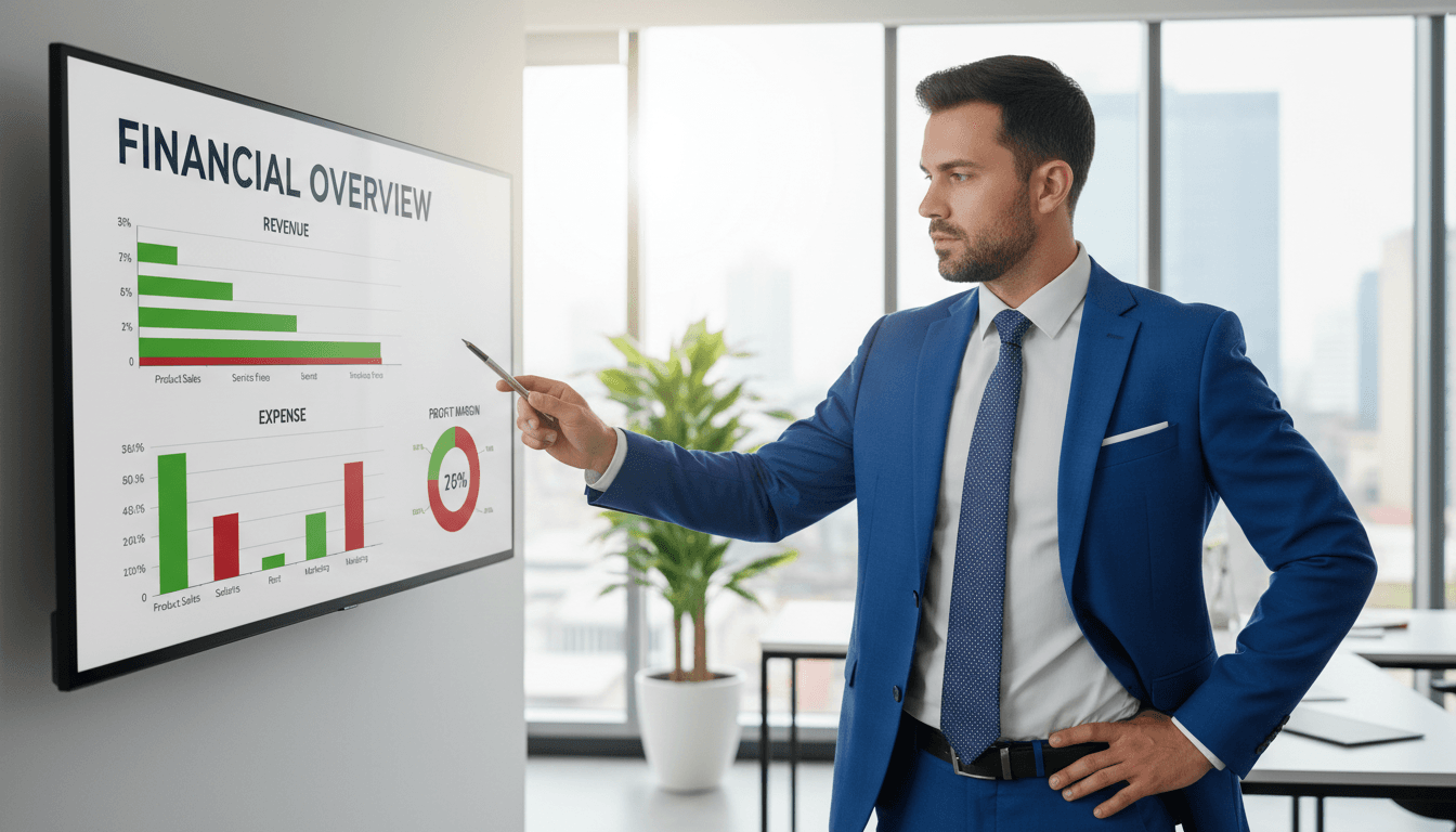 Financial dashboard showing profit and loss analysis